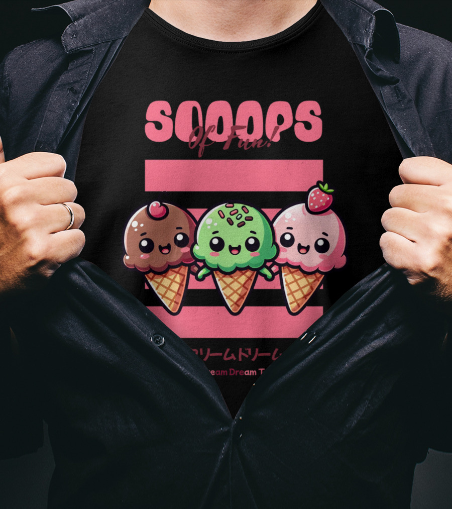 Scoops Of Fun Ice Cream Dream Team Kawaii Cones T-Shirt
