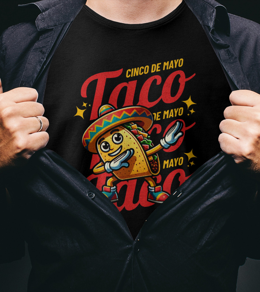 Cinco De Mayo Taco Fest With Sombrero And Stars T-Shirt