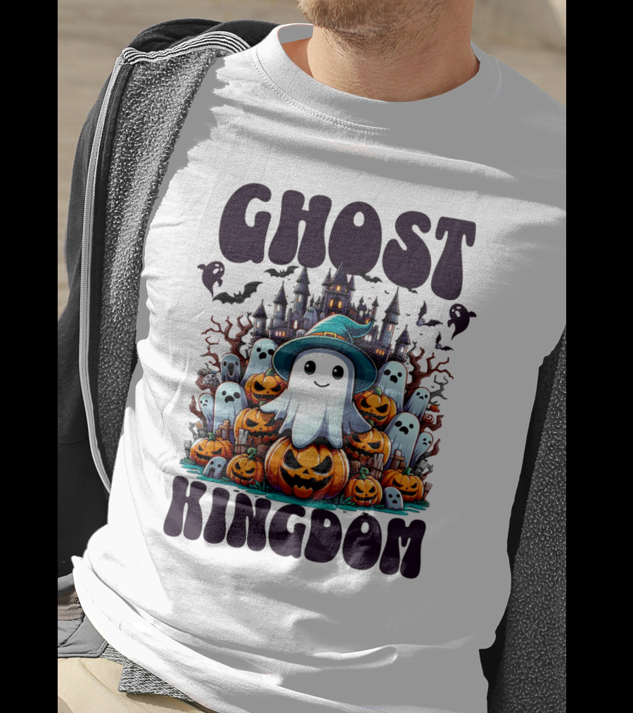 Ghost Kingdom Halloween Ghosts And Pumpkins Witches Hat Haunted Castle T-Shirt