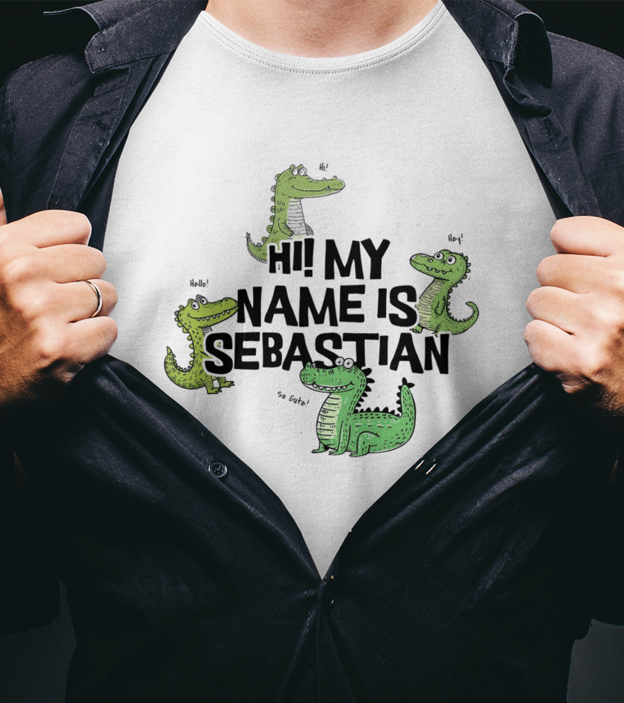 Hi My Name Is Sebastian Crocodile Greetings T-Shirt