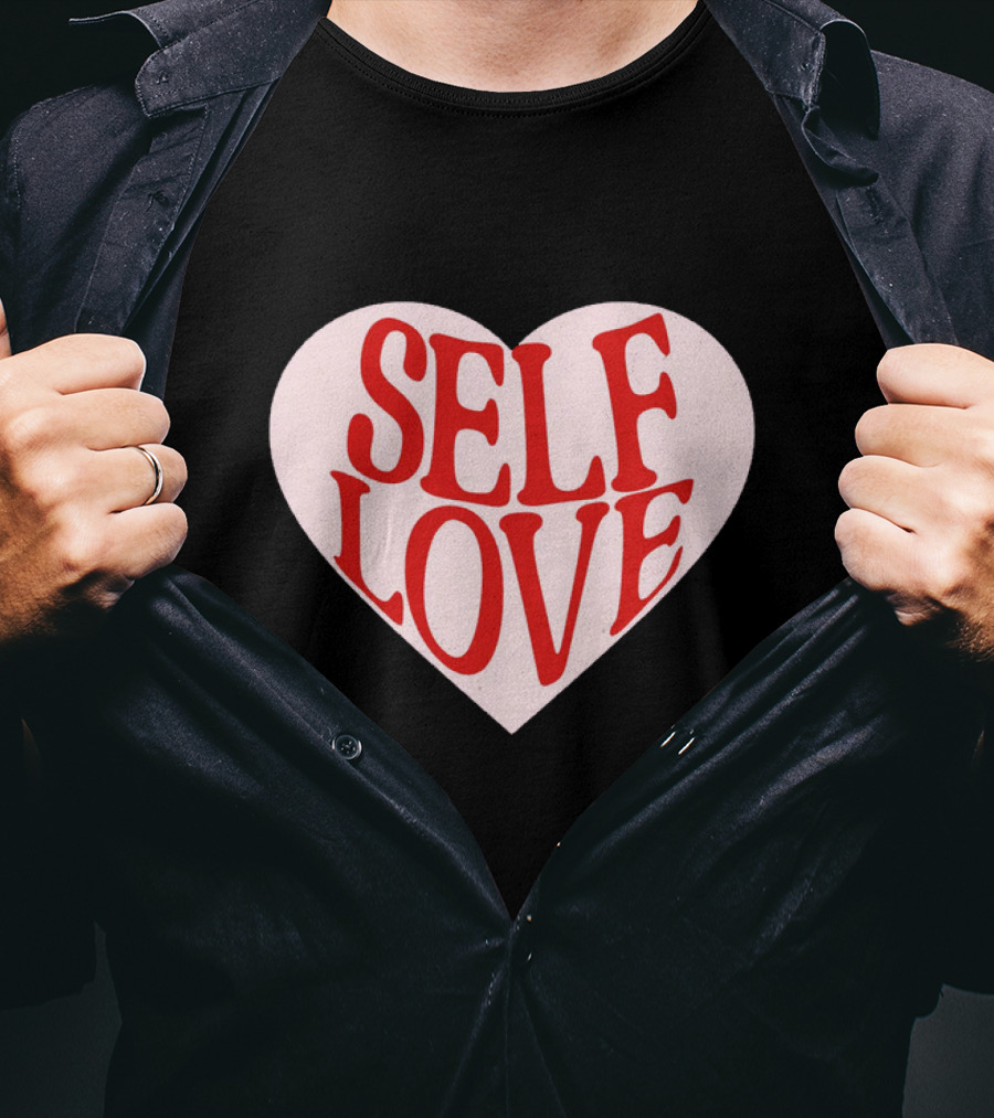 SELF LOVE Heart Retro Bold Typography T-Shirt