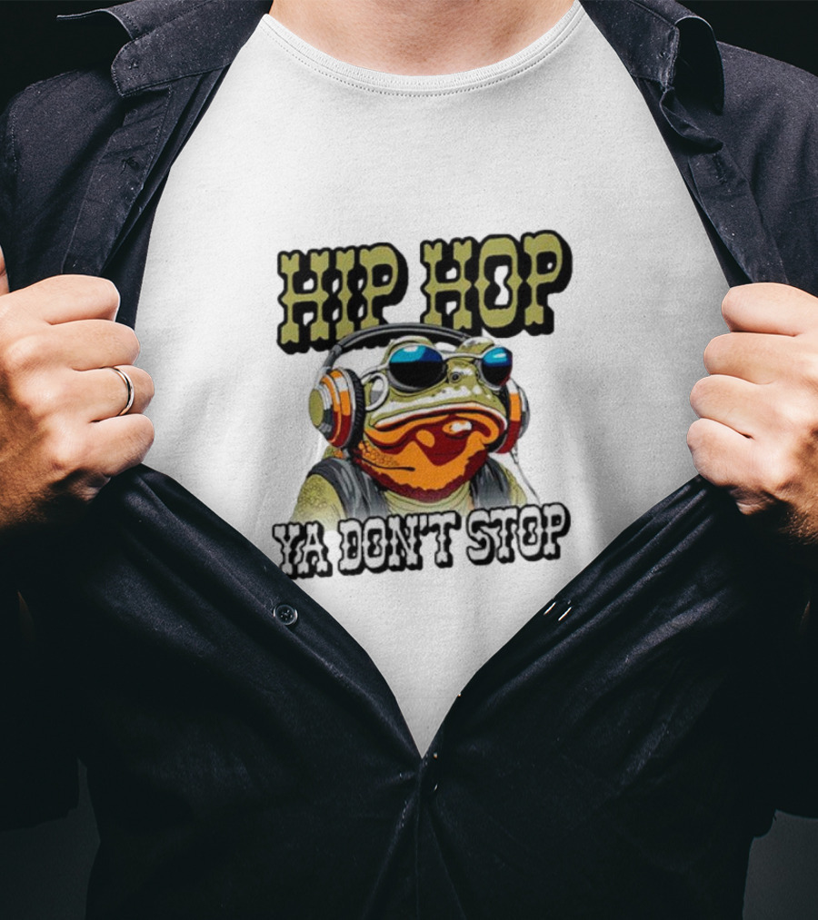 Hip Hop Frog Ya Don't Stop With Headphones T-Shirt