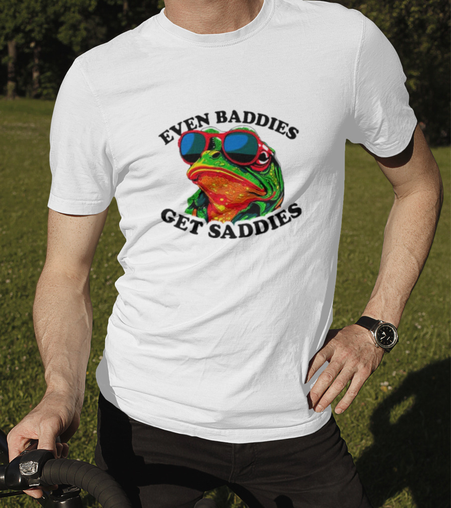 Even Baddies Get Saddies Frog Sunglasses Bright Colors T-Shirt