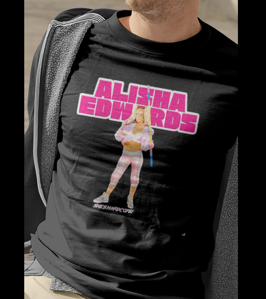 Alisha Edwards She's Hardcore Pink And White Wrestling T-Shirt