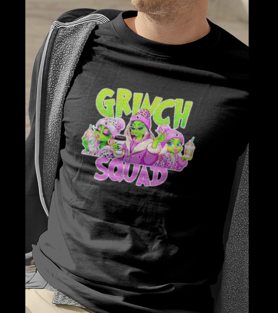 Grinch Squad Boujee Leopard Purple Alien Trio T-Shirt