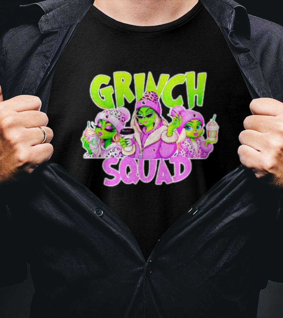 Grinch Squad Boujee Leopard Purple Alien Trio T-Shirt