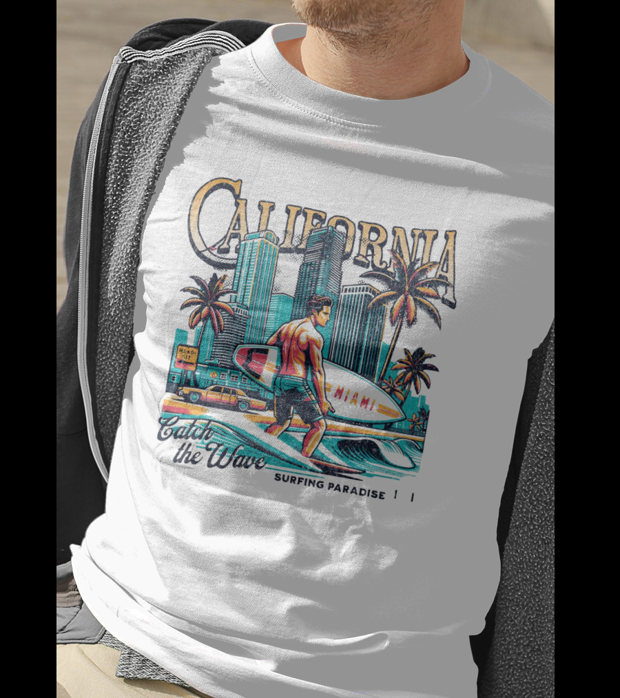 California Catch The Waves Surfing Paradise Miami T-Shirt