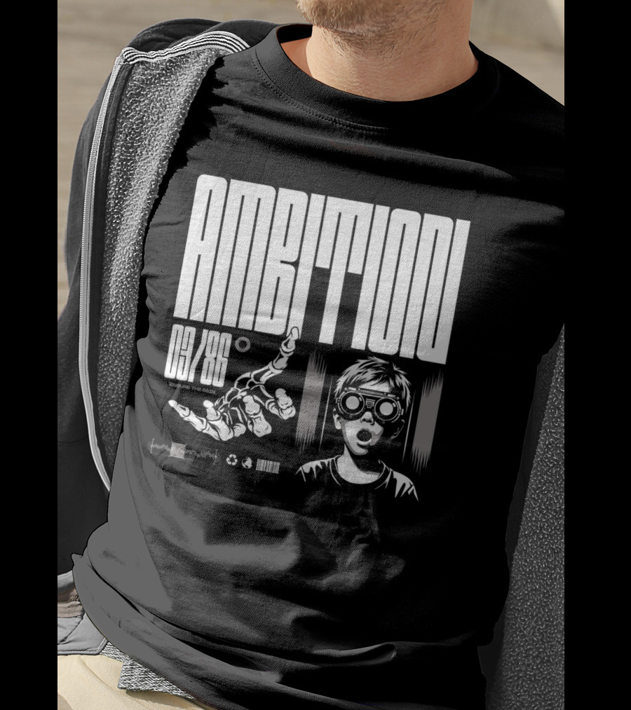 AMBITION 03/86 Embrace The Dawn Child With Goggles And Robotic Hand T-Shirt