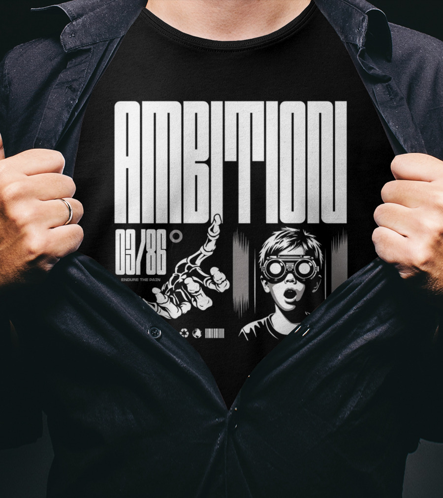 AMBITION 03/86 Embrace The Dawn Child With Goggles And Robotic Hand T-Shirt