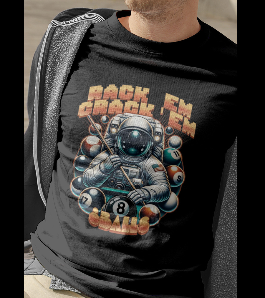 Rack 'Em Crack 'Em 8 Balls Astronaut T-Shirt