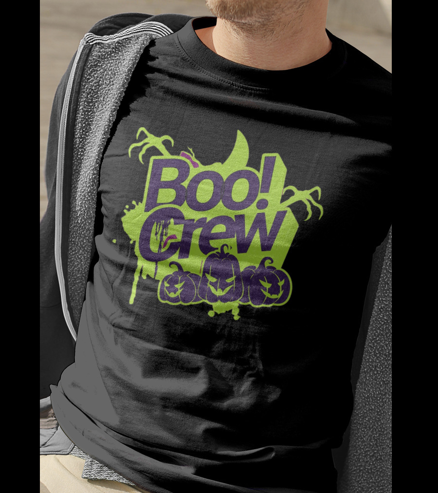 Boo Crew Halloween Pumpkins With Spooky Moon And Trees T-Shirt