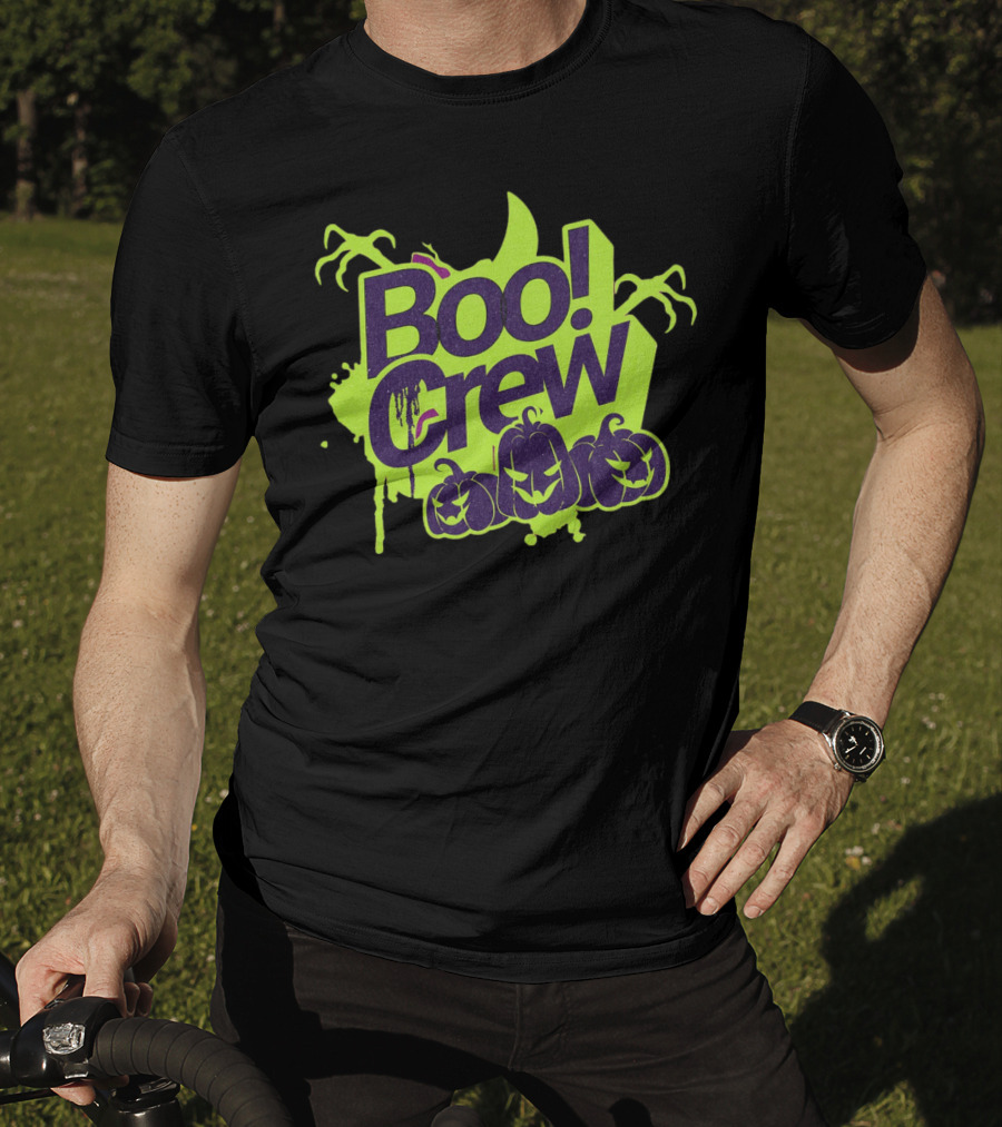 Boo Crew Halloween Pumpkins With Spooky Moon And Trees T-Shirt