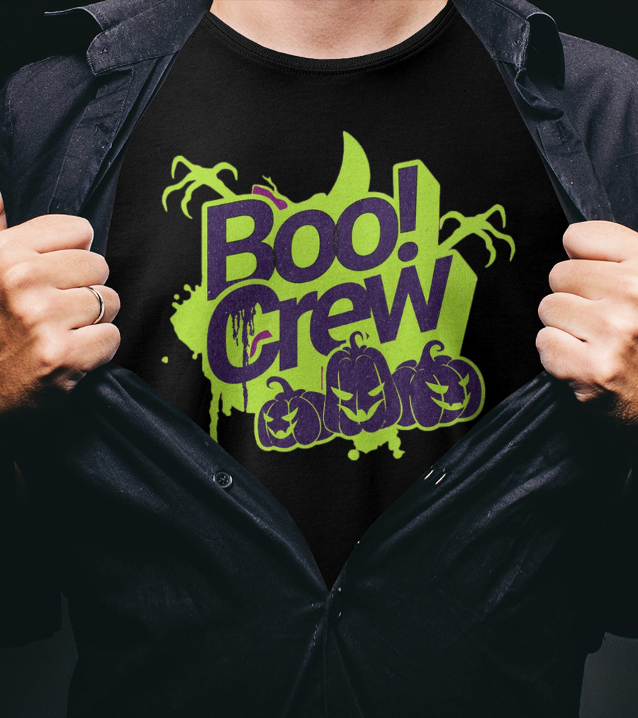 Boo Crew Halloween Pumpkins With Spooky Moon And Trees T-Shirt