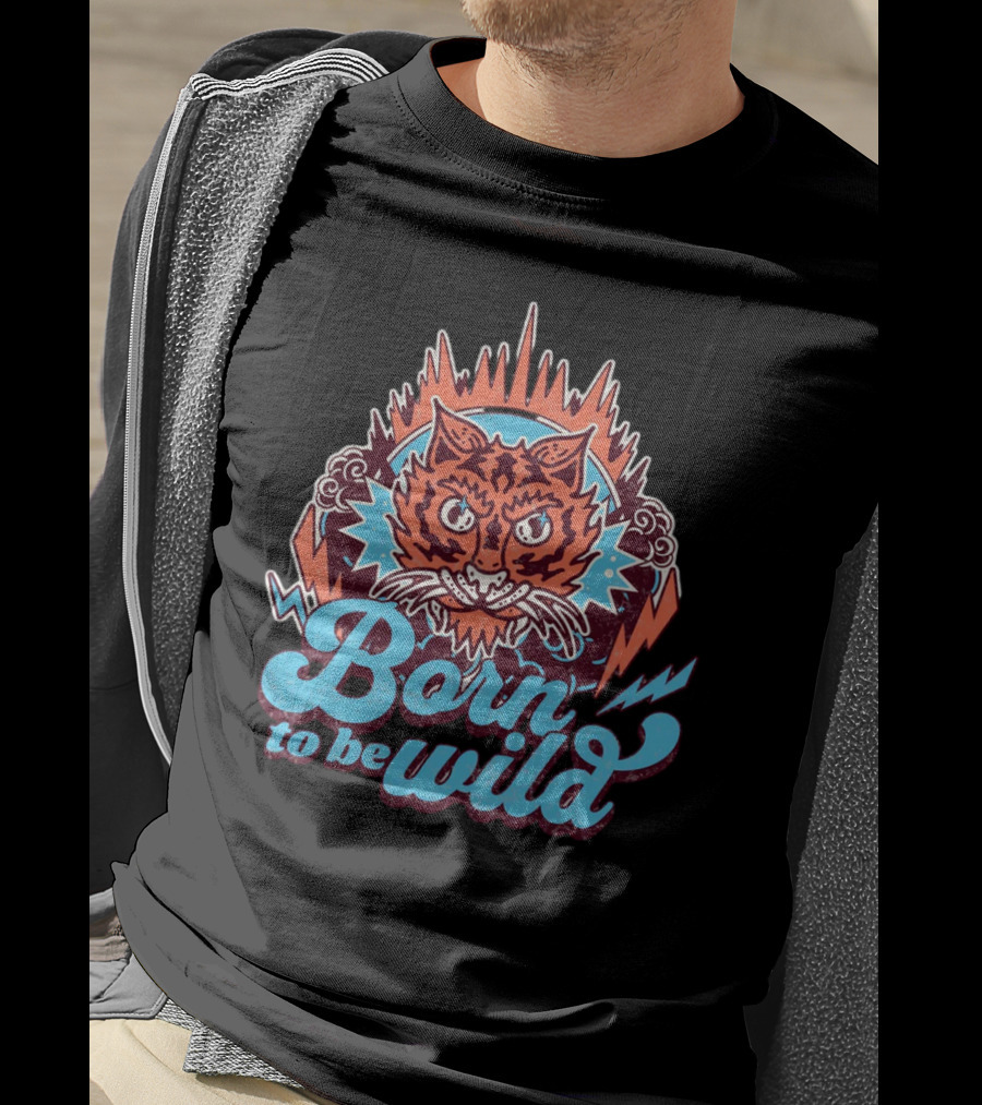 Born To Be Wild Tiger Vintage Style Retro Lightning Burst T-Shirt