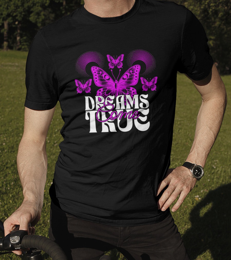 Dreams Come True Butterfly Pink Retro Psychedelic T-Shirt