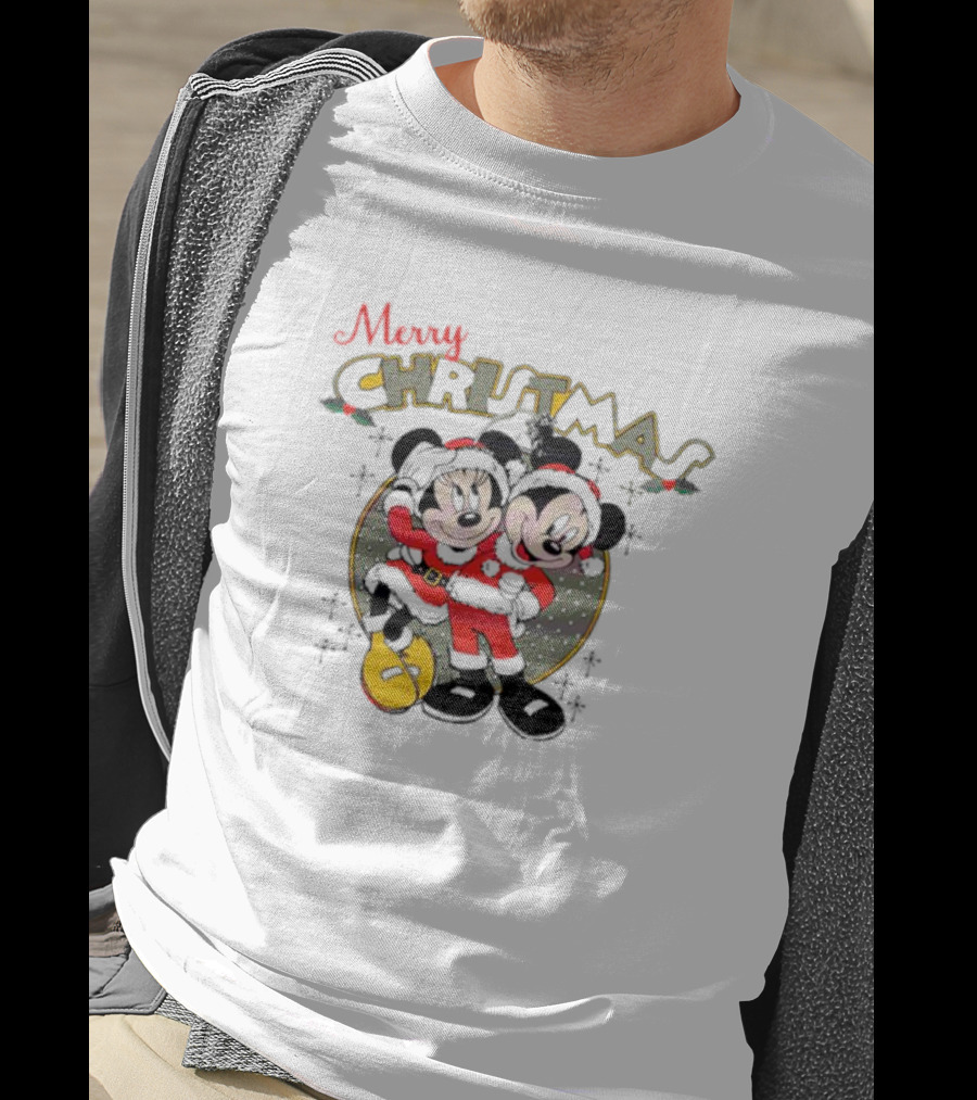 Disneyland Merry Christmas Mickey And Minnie T-Shirt