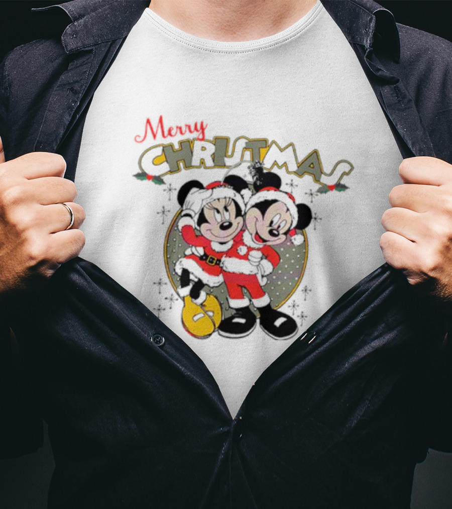 Disneyland Merry Christmas Mickey And Minnie T-Shirt