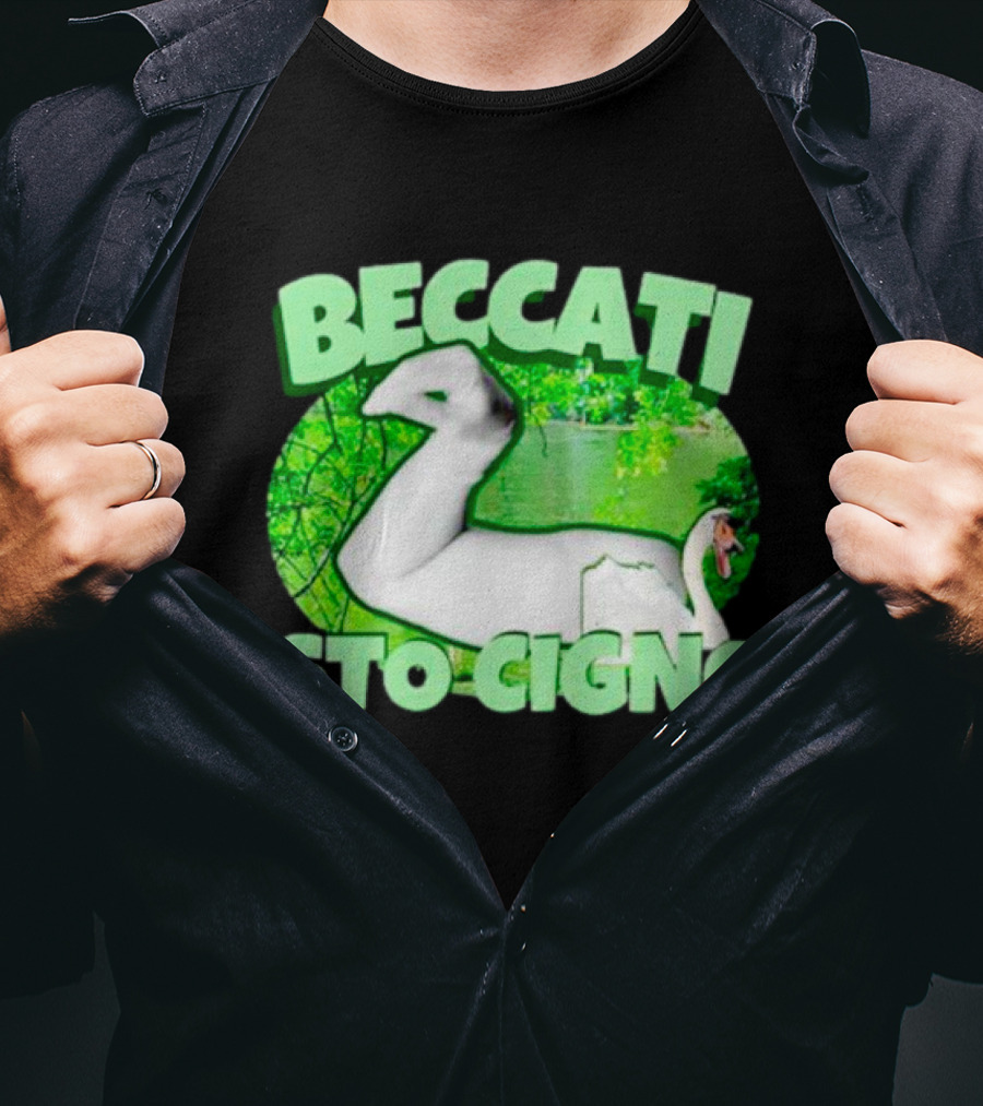 Beccati Sto Cigno Goose Meme - Italian Humor With Green Lake Background T-Shirt