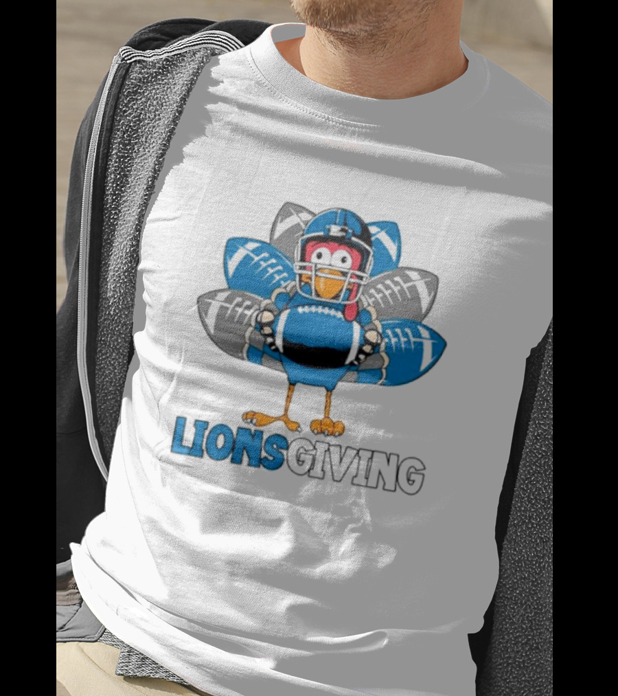 Lionsgiving Detroit Lions Thanksgiving Turkey Football T-Shirt