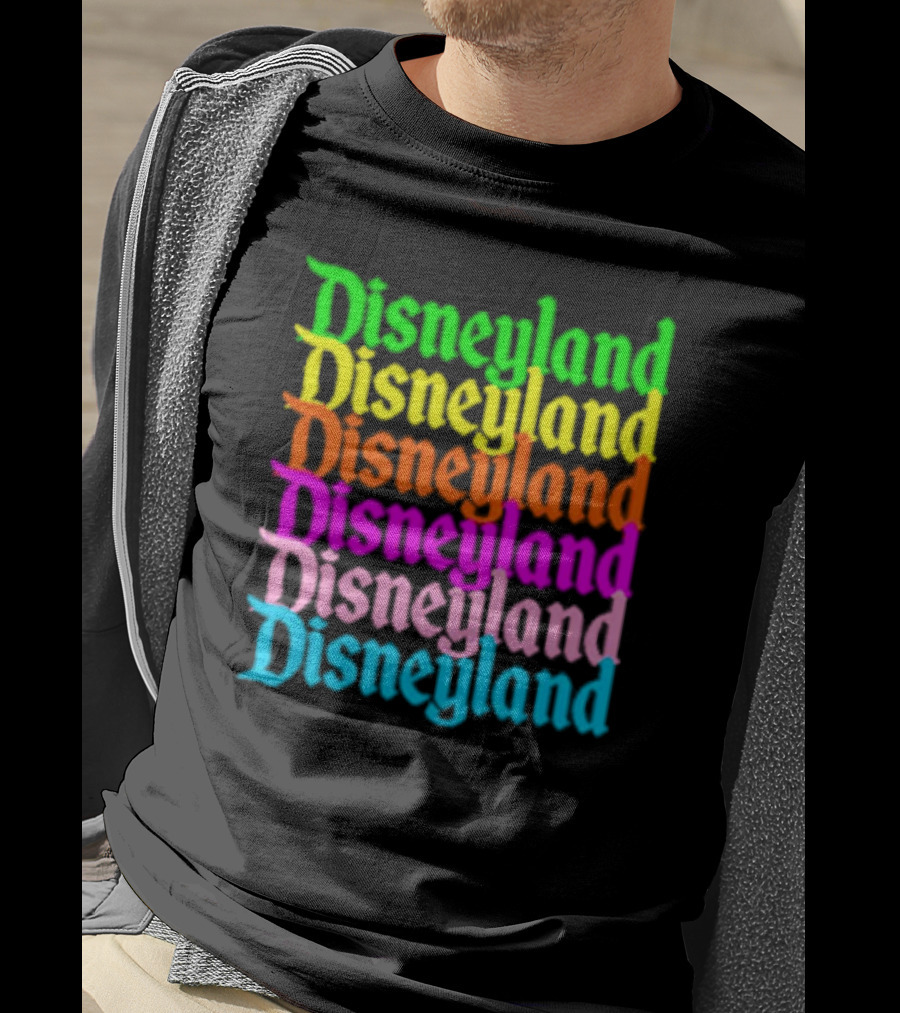 Disneyland Rainbow Multicolor Text Stacked T-Shirt