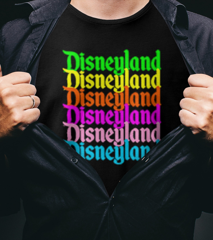 Disneyland Rainbow Multicolor Text Stacked T-Shirt