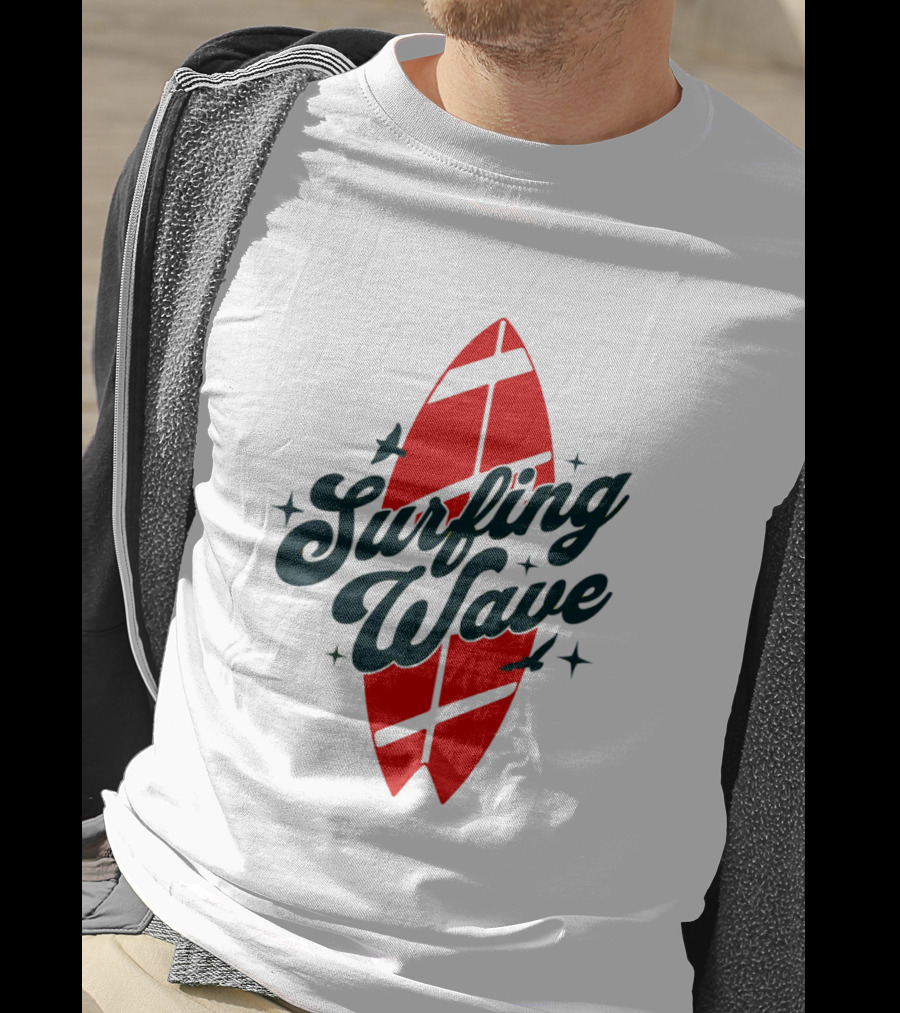 Surfing Wave Red Surfboard T-Shirt