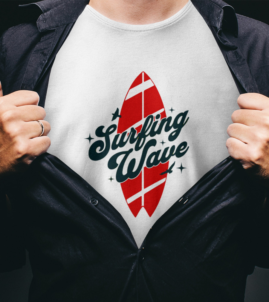 Surfing Wave Red Surfboard T-Shirt
