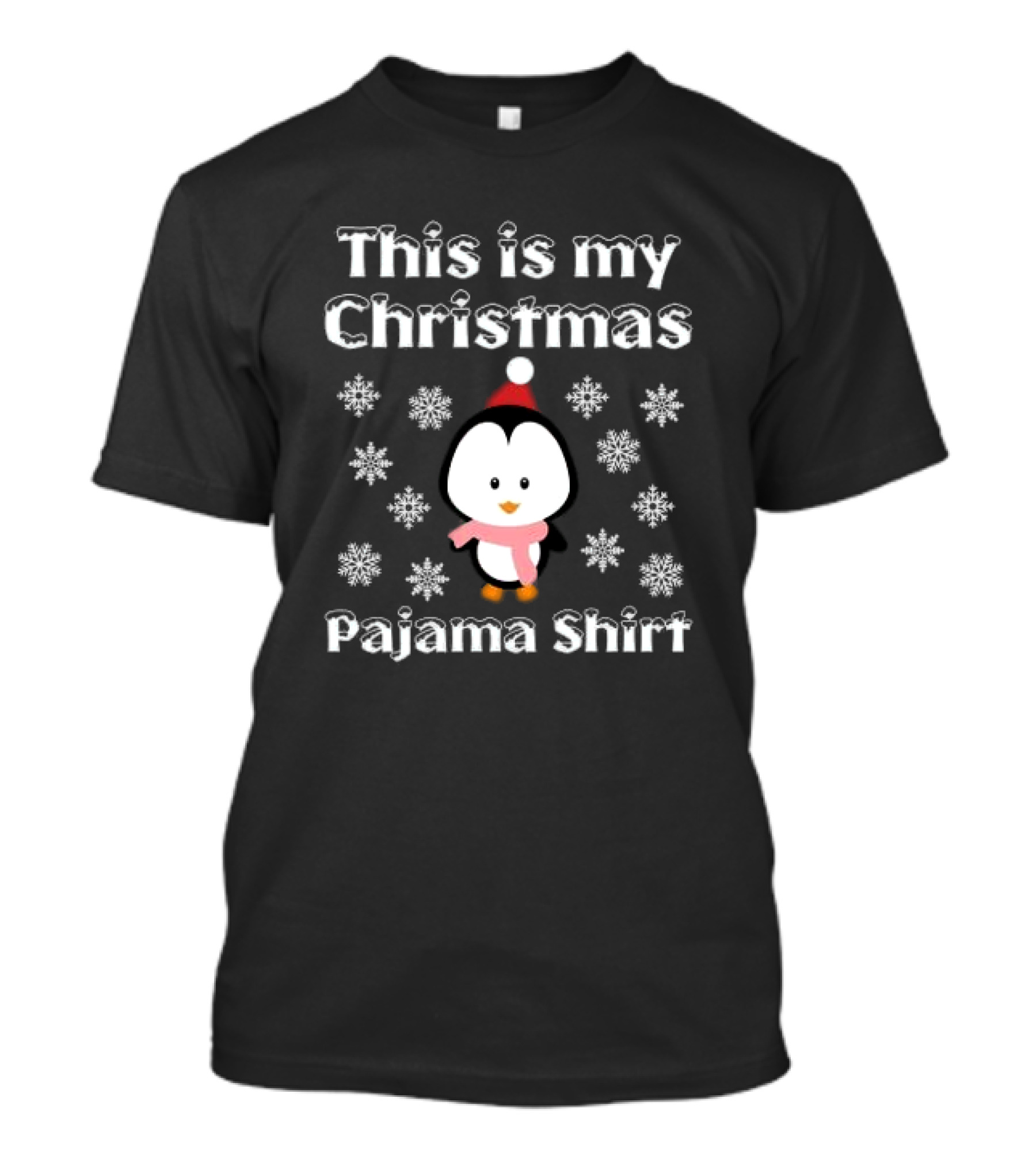 This Is My Christmas Pajama Shirt Penguin Snowflakes T-Shirt
