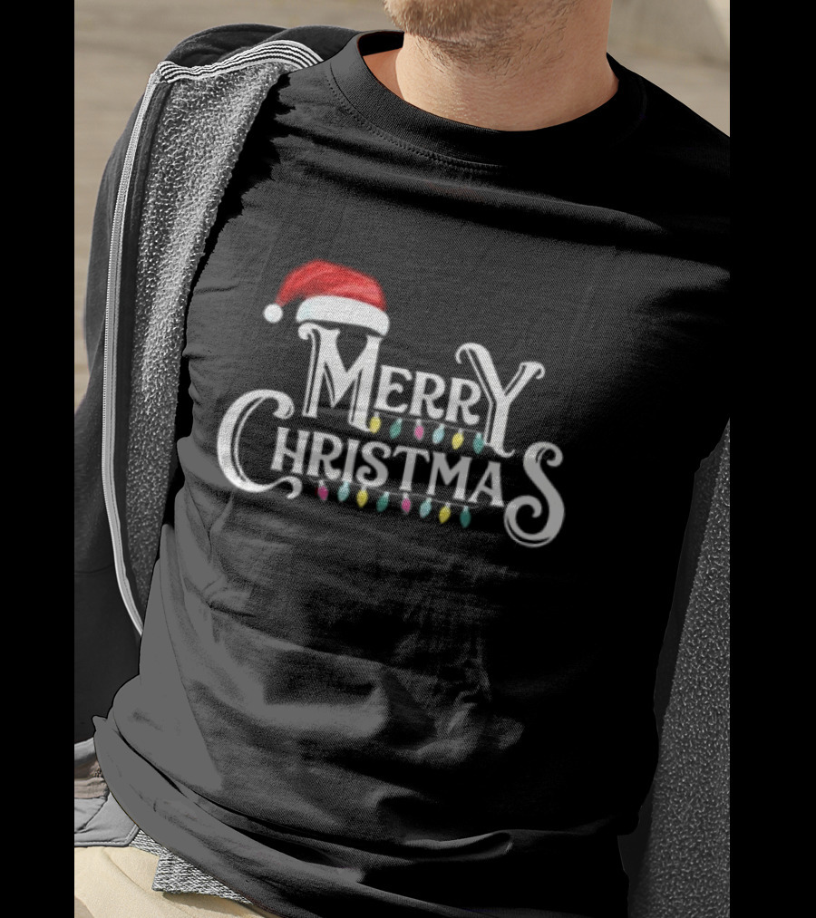 Merry Christmas Santa Hat Lights T-Shirt
