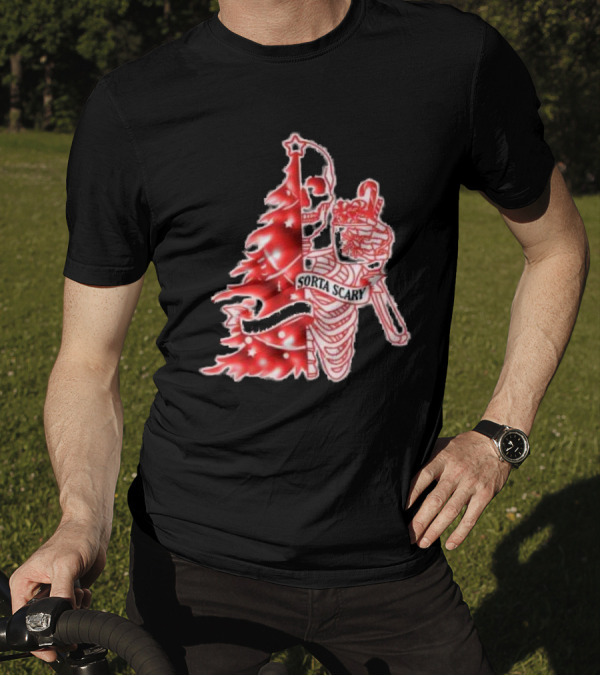 Skeleton Sorta Merry Sorta Scary Christmas Tree Splittinwigz T-Shirt
