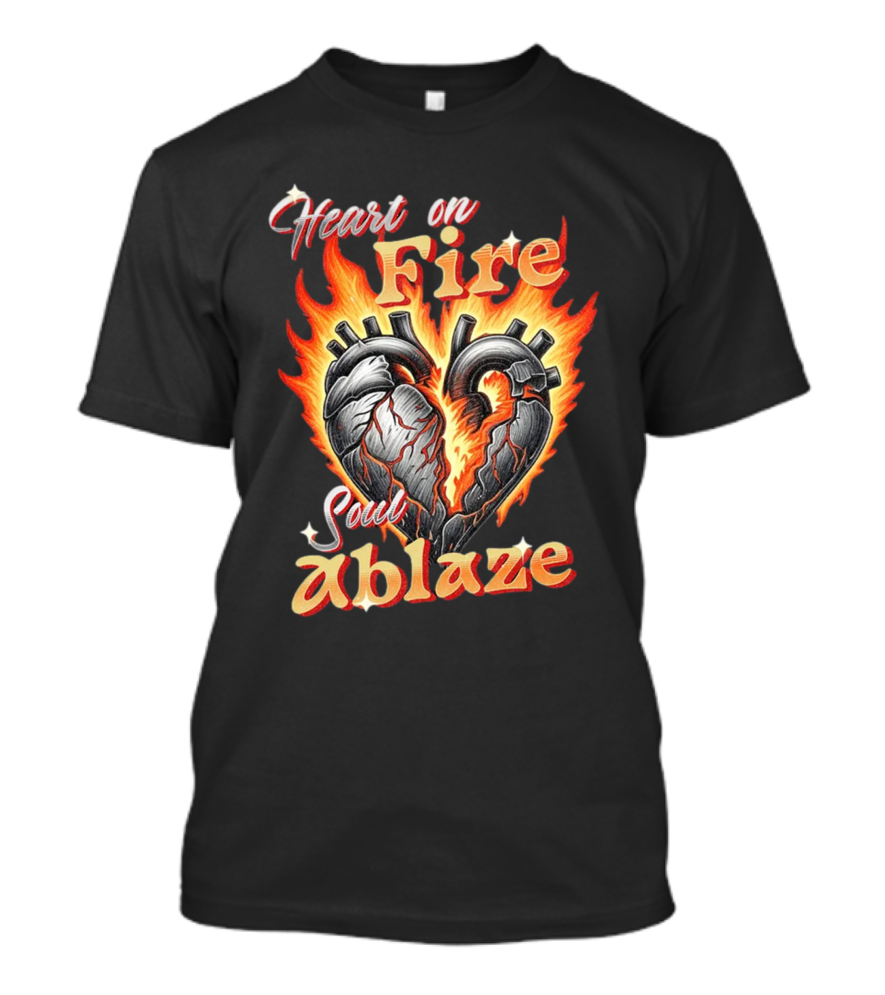 Heart On Fire Soul Ablaze Fiery Heart T-Shirt