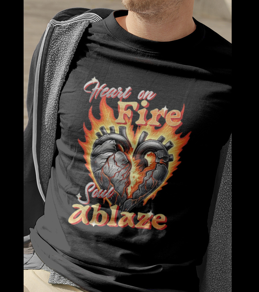 Heart On Fire Soul Ablaze Fiery Heart T-Shirt