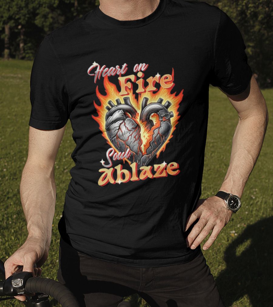 Heart On Fire Soul Ablaze Fiery Heart T-Shirt