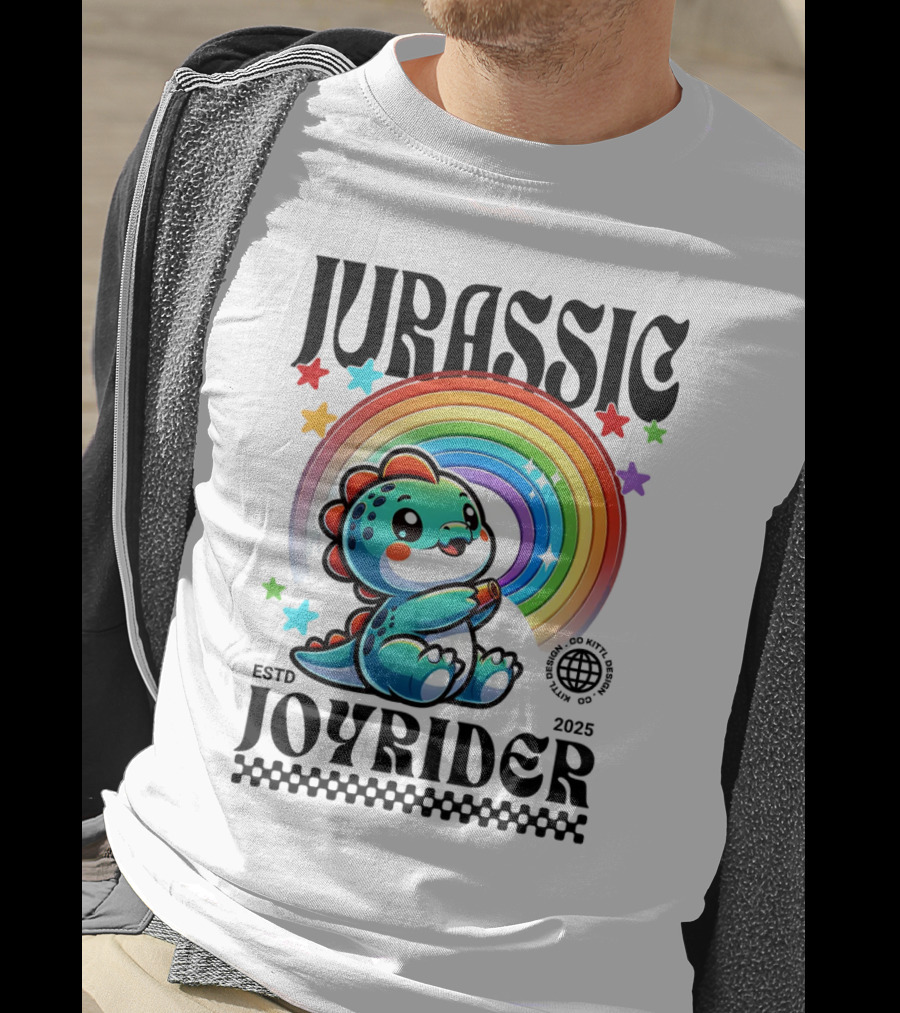 JURASSIC JOYRIDER ESTD 2025 Rainbow Star Dino Club T-Shirt