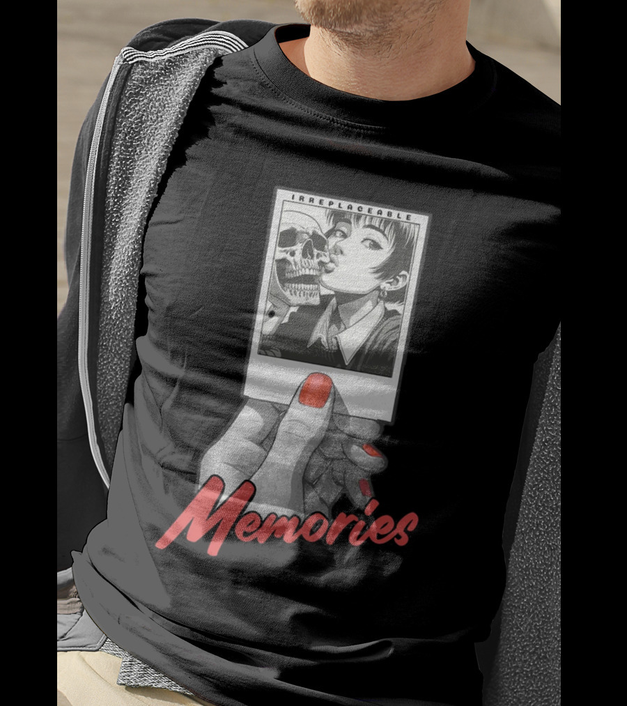 Irreplaceable Memories Polaroid With Skull Kiss T-Shirt