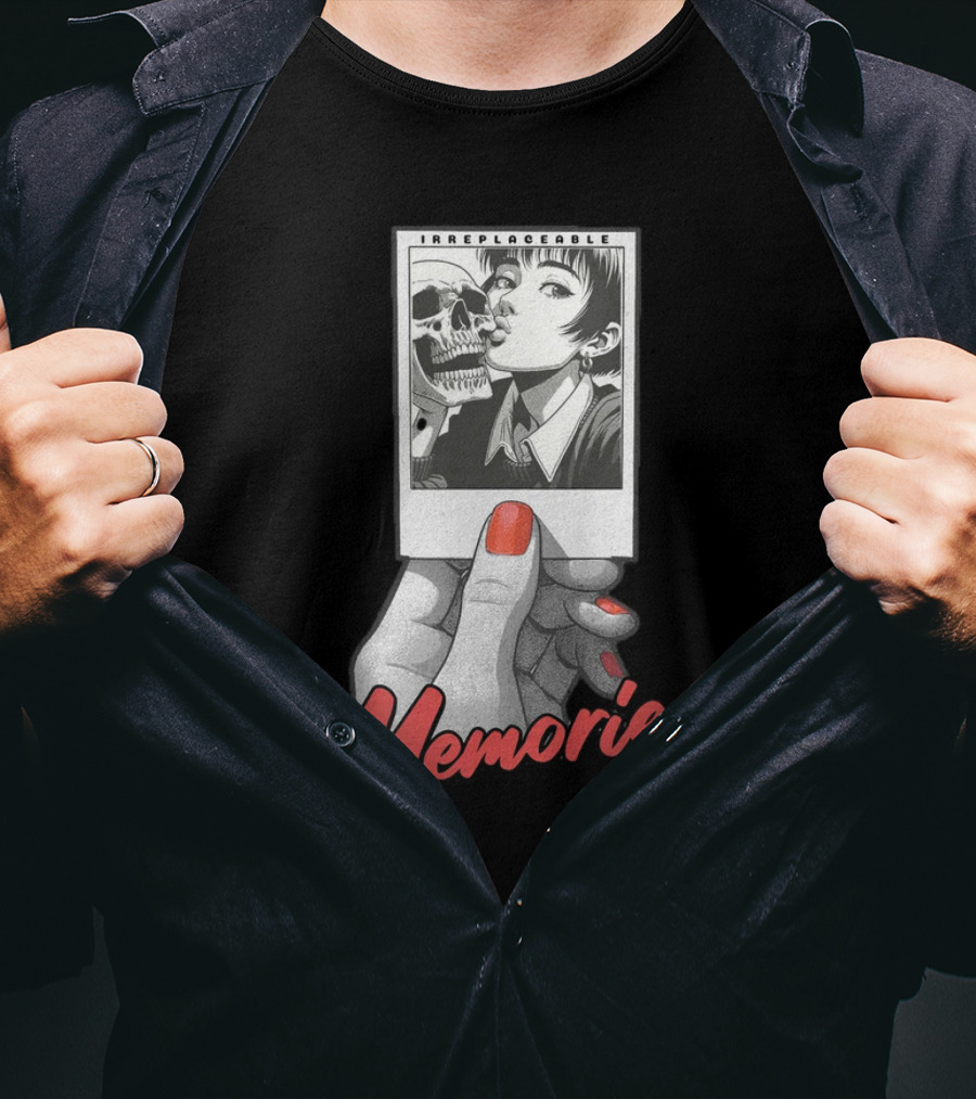 Irreplaceable Memories Polaroid With Skull Kiss T-Shirt