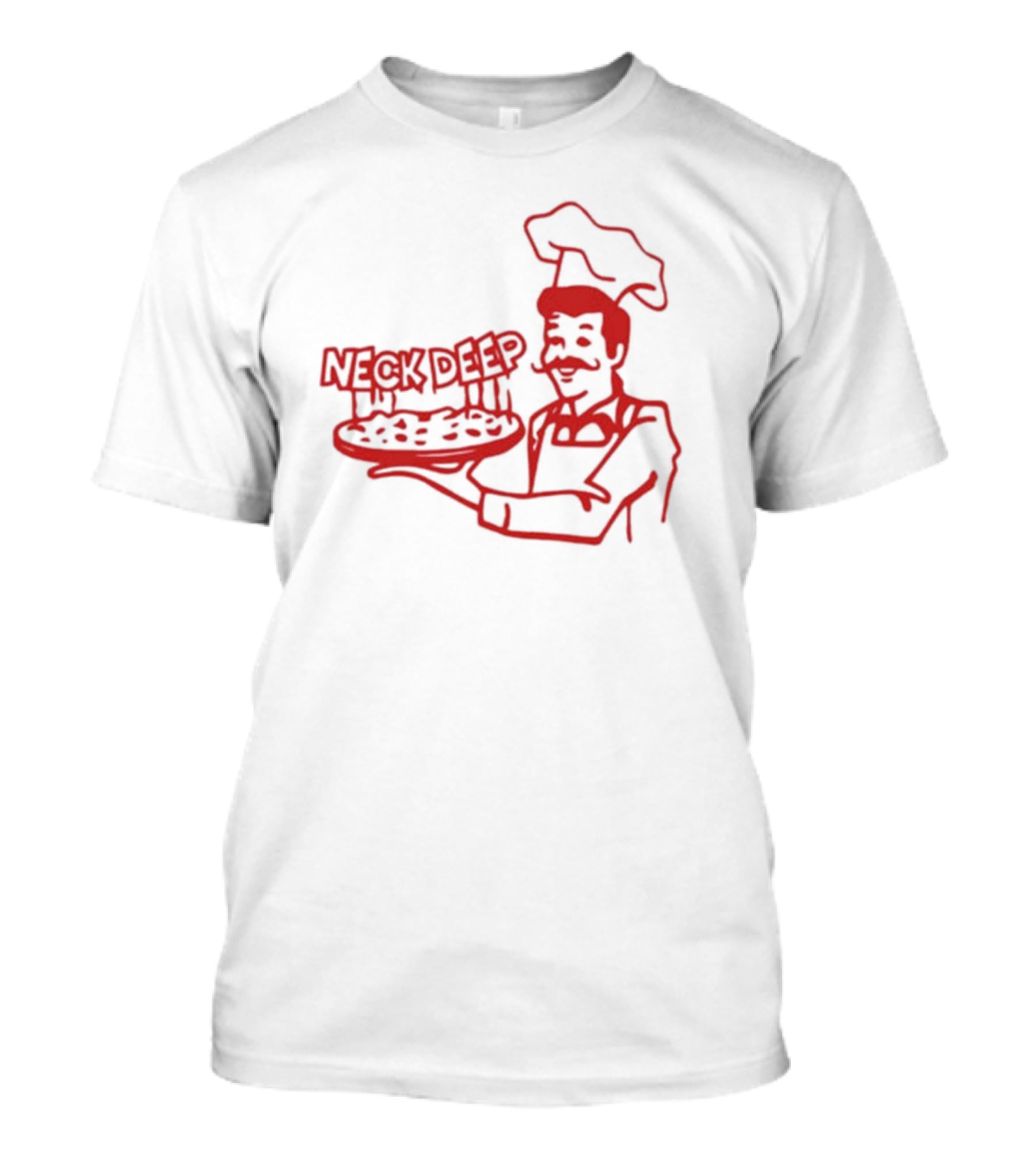 Neck Deep Pizza Chef With Retro Style Illustrative T-Shirt