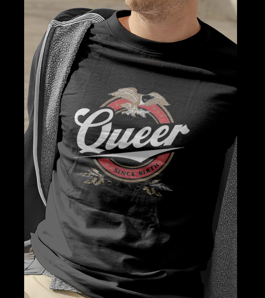 Queer Since Birth Retro Eagle Emblem T-Shirt
