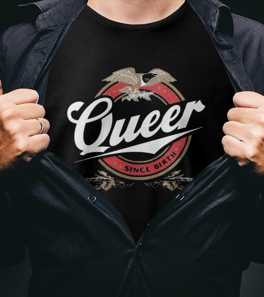 Queer Since Birth Retro Eagle Emblem T-Shirt