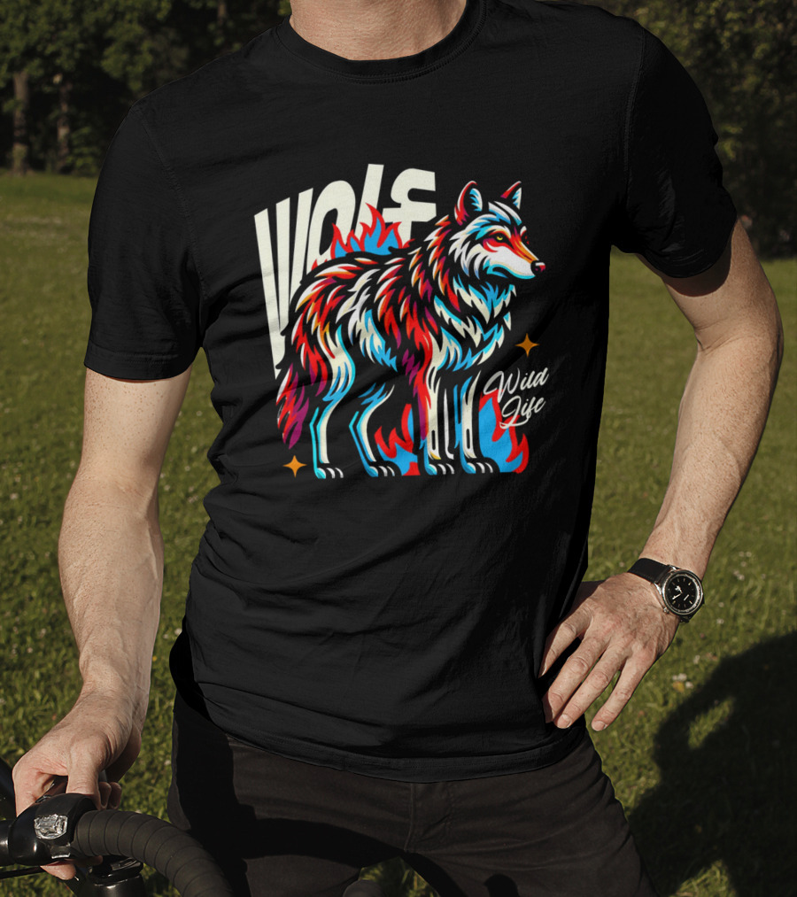 WOLF Wild Life Vivid Colorful Wolf T-Shirt
