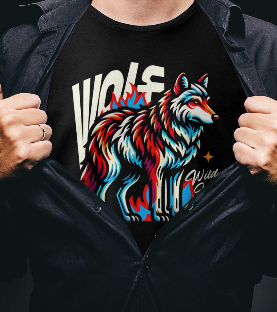 WOLF Wild Life Vivid Colorful Wolf T-Shirt