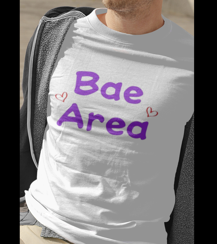 Bae Area Purple Text With Red Hearts T-Shirt