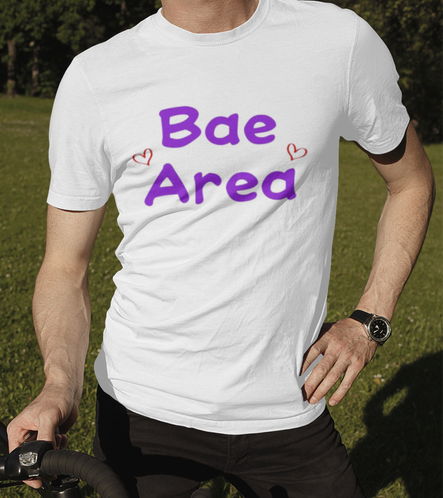 Bae Area Purple Text With Red Hearts T-Shirt