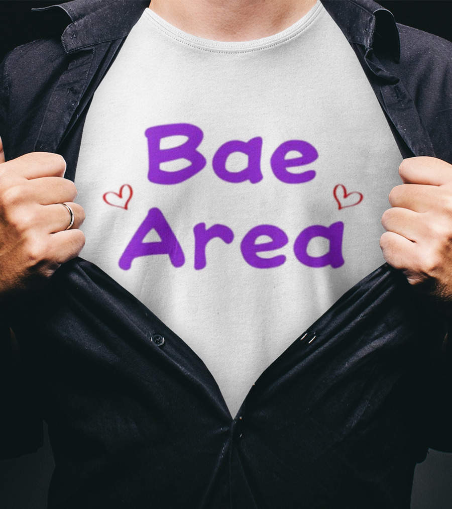 Bae Area Purple Text With Red Hearts T-Shirt