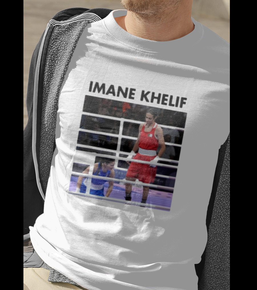 IMANE KHELIF Boxing Match Scene With Red And Blue Competitors T-Shirt