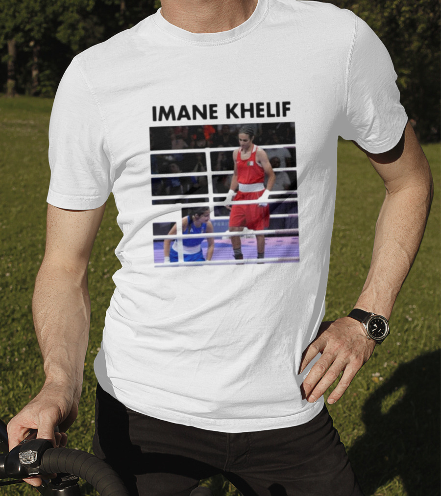 IMANE KHELIF Boxing Match Scene With Red And Blue Competitors T-Shirt