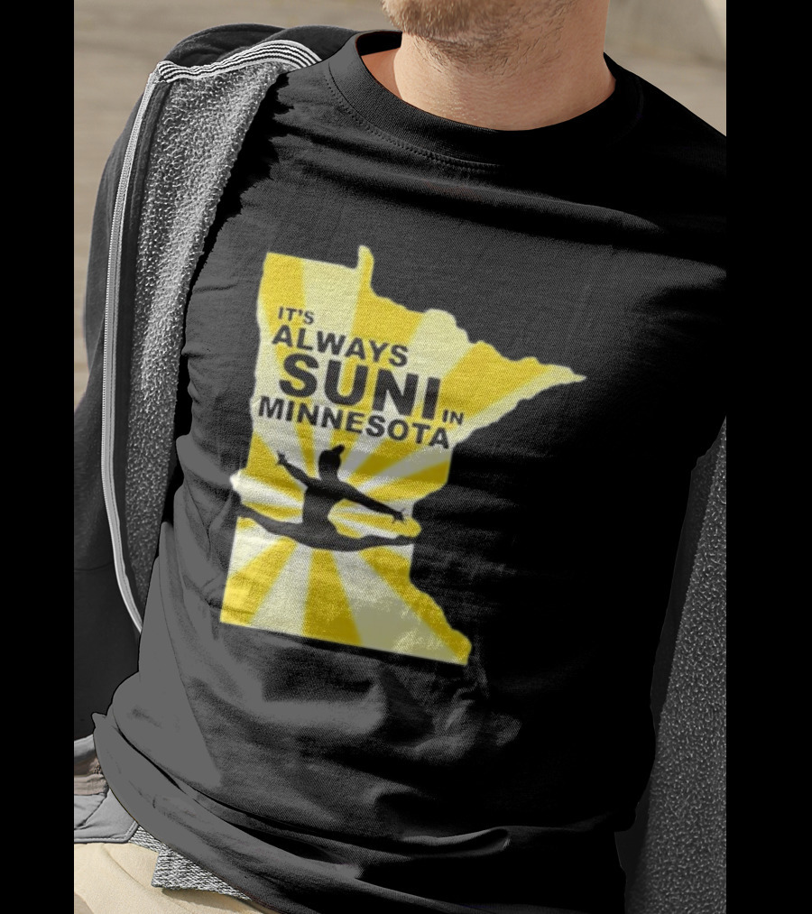 It's Always Suni In Minnesota Gymnastics Silhouette State Outline T-Shirt