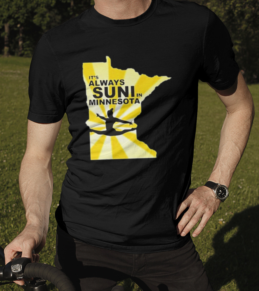 It's Always Suni In Minnesota Gymnastics Silhouette State Outline T-Shirt