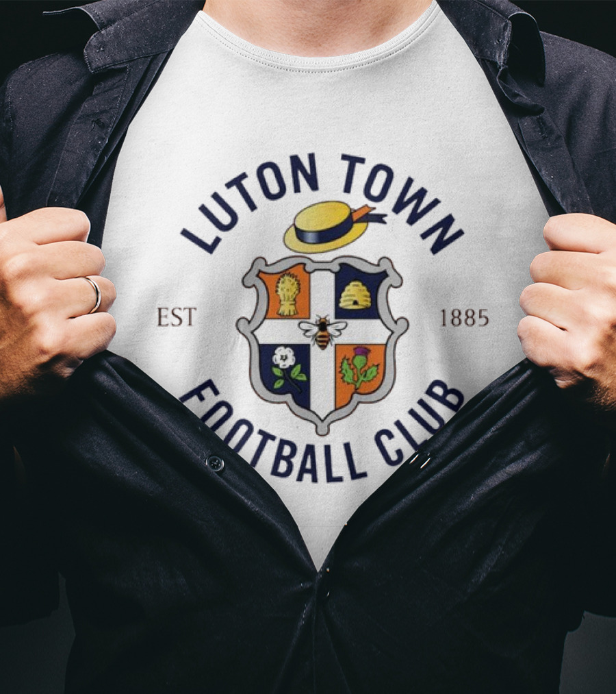 Luton Town Football Club Est 1885 Badge With Hat, Wheat, Beehive, Rose, And Bee T-Shirt
