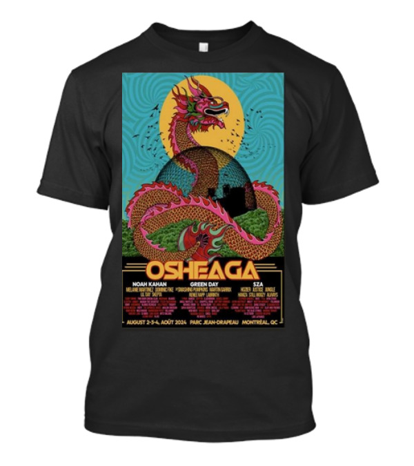 Osheaga August 2-4 2024 Parc Jean-Drapeau Montreal QC Featuring Noah Kahan Green Day SZA T-Shirt